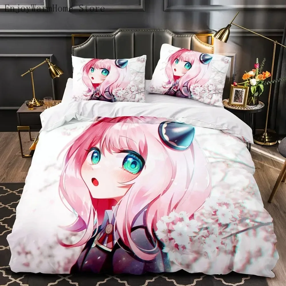 Anime SPY×FAMILY Anya Forger Comforter Bedding Sets Full Size Cartoon Duvet Cover Queen King Size Quilt Cover Pillowcase Set