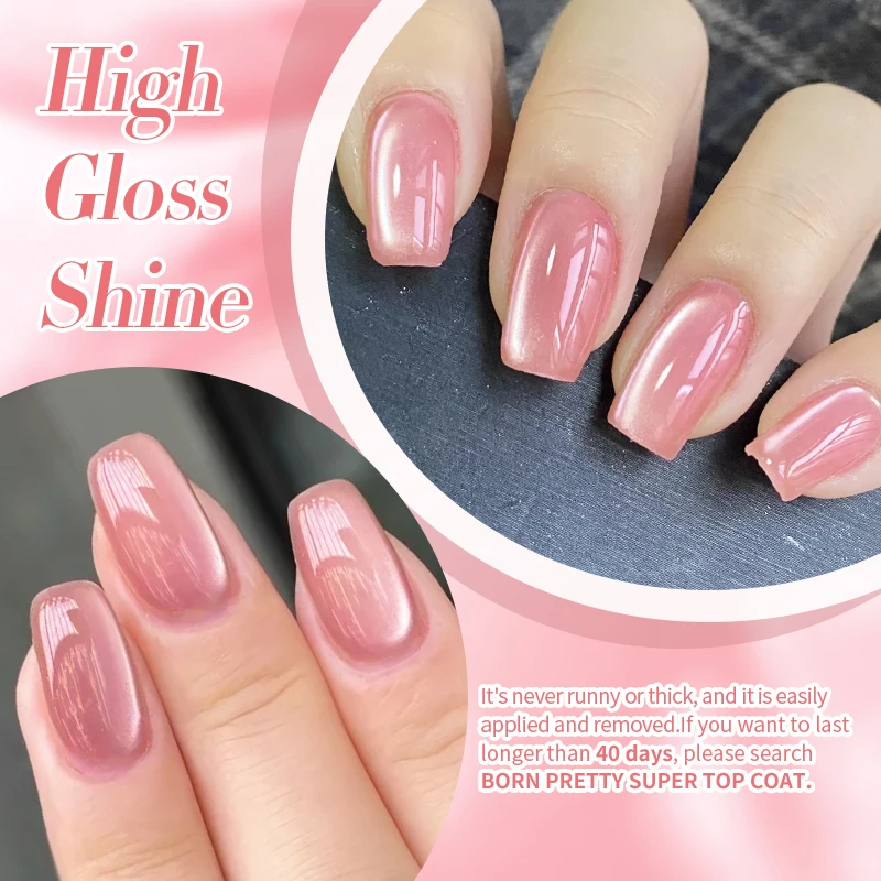 Esmalte en gel magnético de cuentas de vidrio rosa 10ml BORN PRETTY, efecto ojo de gato, luz de luna, cristal jelly, semipermanente remojable 5