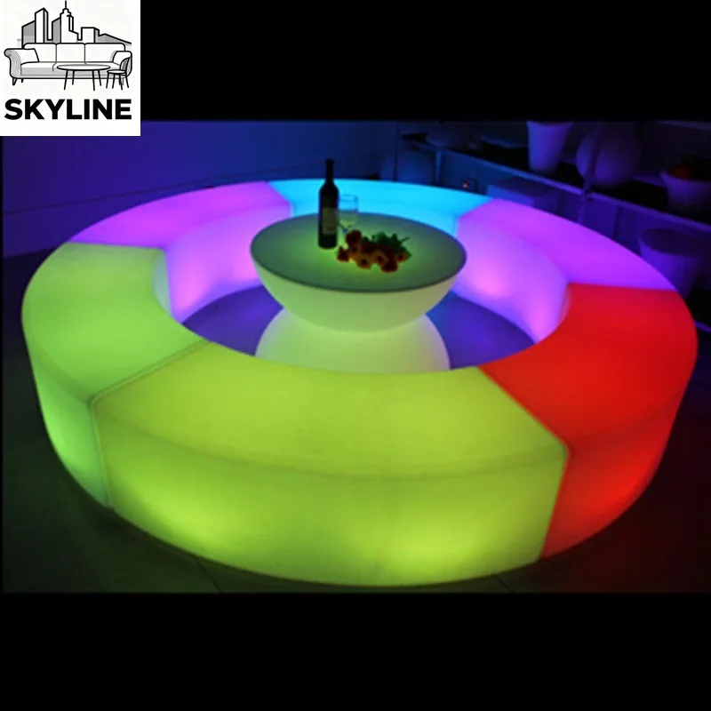 Promotional bar led luminous sofa curved stool outdoor table and chair luminous furniture coffee table combination bar chair