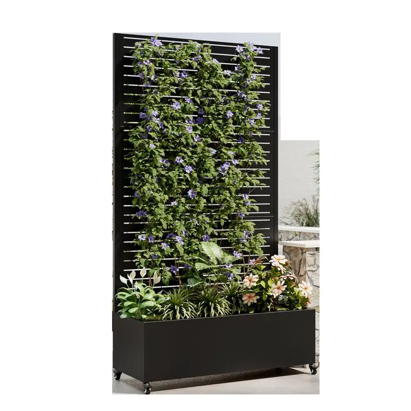 صندوق زراعة معدني مع تعريشة، سرير حديقة مرتفع على عجلات، شاشة خصوصية لتسلق النباتات والكروم، مثالية للخضروات #2