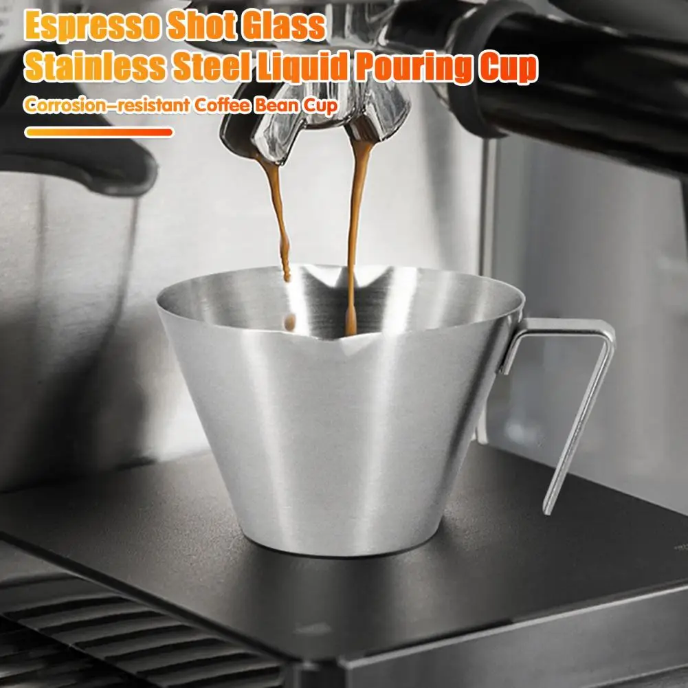 Coffee Measuring Cup with Scale Stainless Steel Espresso Measuring Cup with Dual Scale V-shaped Spout Barista Tool for Coffee