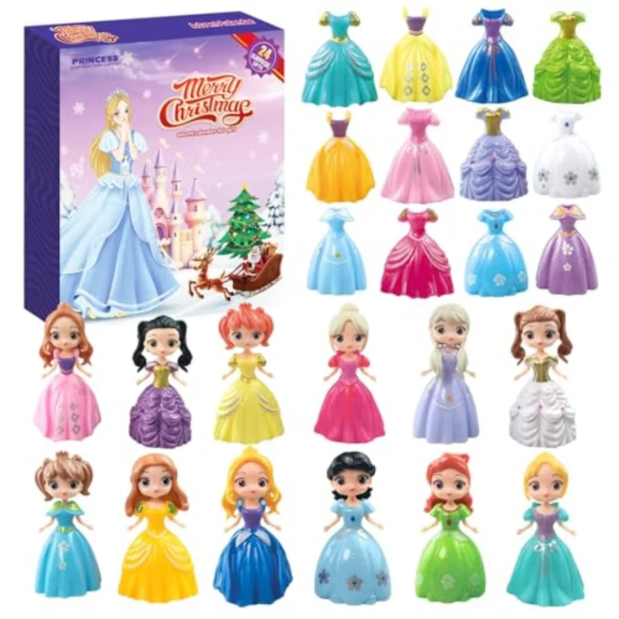 Calendario de Adviento 2025 para Priess Set para niñas Muñecas Regalos de Navidad Presente 24 días Priess Transformable Juguetes y ropa Conde