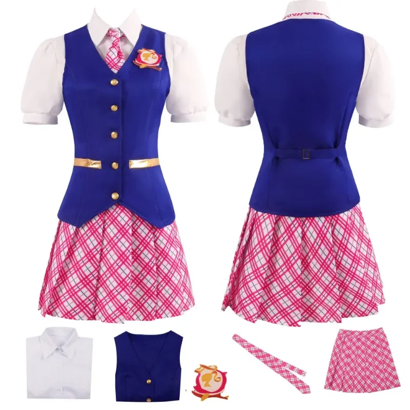 

Movie Barbiee Cosplay Costume Halloween Princess Dress Delancy Wen COS Outfit Women School Uniform Top Skirts Carnival Party