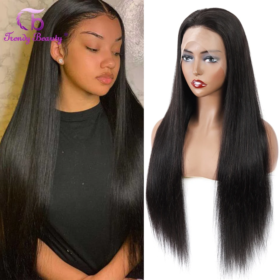 

Прозрачный бразильский прямой 13x4 кружевной фронтальный парик, парики из натуральных волос, предварительно выщипанные костяные прямые парики из человеческих волос Remy для женщин