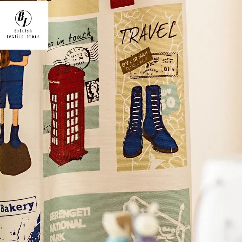 

Modern Curtains for Living Room Bedroom Retro American Eco-Friendly Cotton Linen Curtain Children's Room Customization