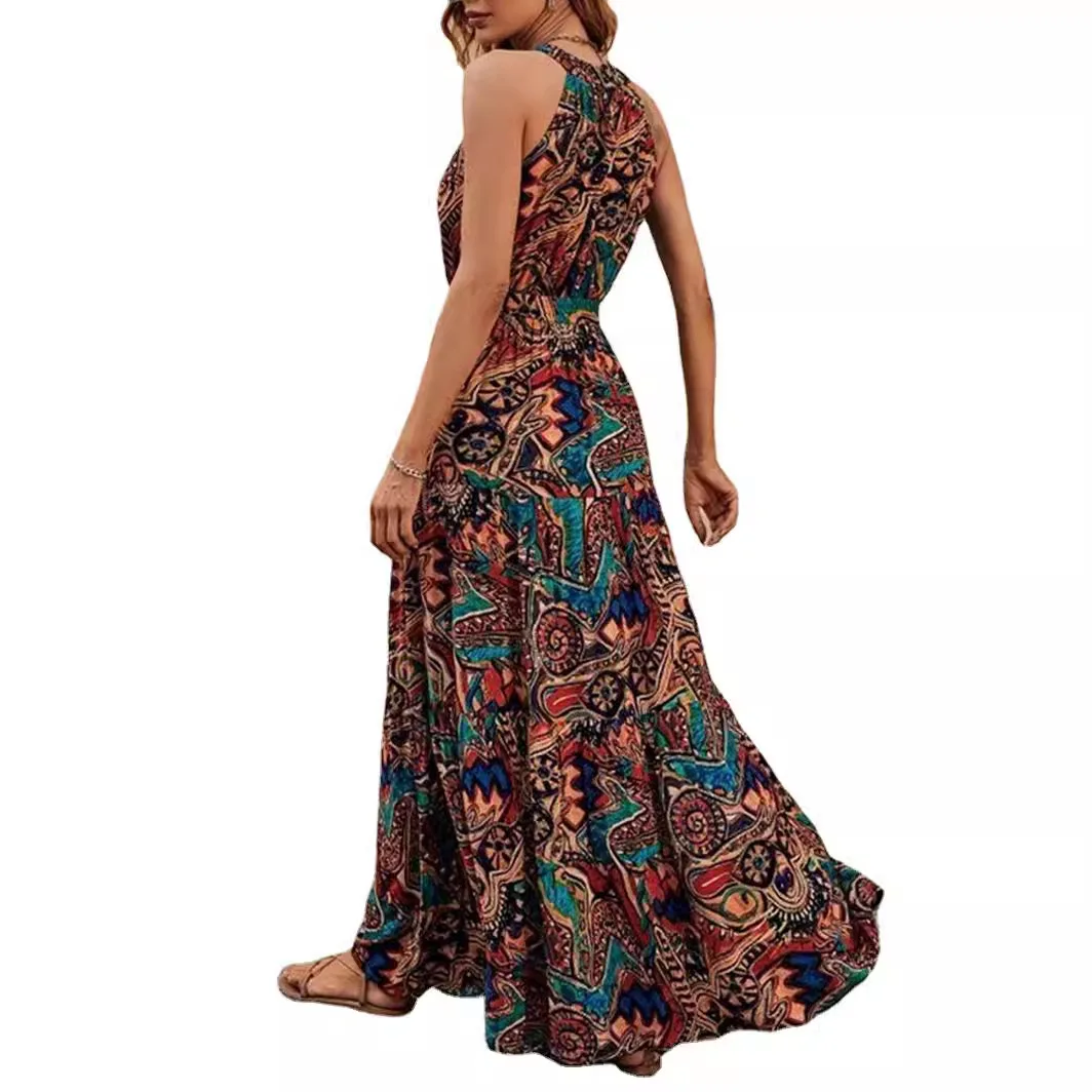 Robe maxi longue vintage pour femmes, vêtements d'été, style bohème, en coton et lin, motifs floraux, mode bohème, offre spéciale