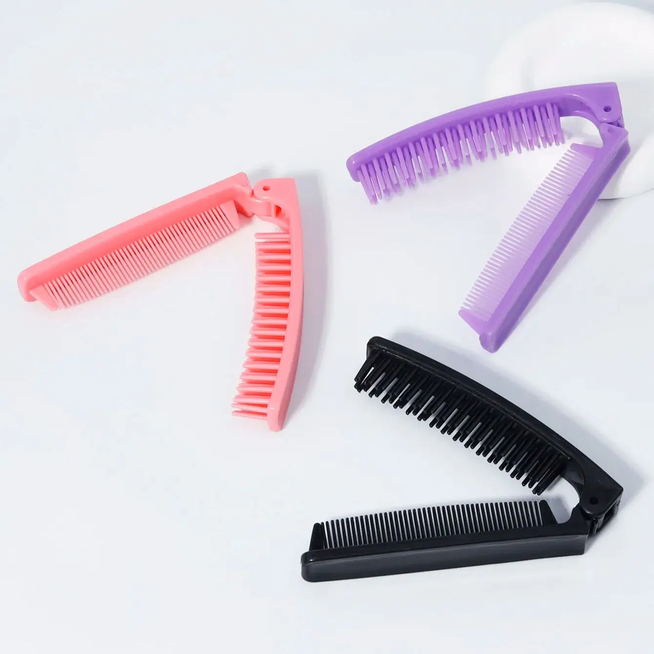 Portable Folding Comb Brush, Anti-Static, Styling Tool, Convenient for Travel and Carrying, Special for Real Hair Wigs