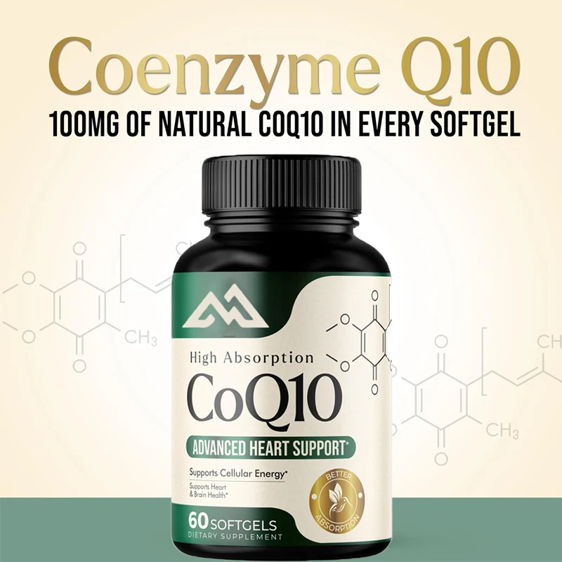 CoQ10 100mg Soft Capsules - Highly Absorbent, Antioxidant Promotes Heart Health and Cellular Energy Support 60 Capsules