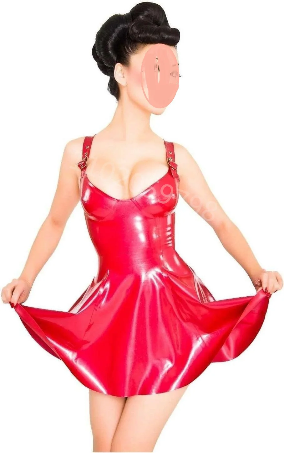 

Handmade Women Hot Sexy halter Dress Latex Lingerie Latex rubber clubwear Skirt fetish mini dress Costumes