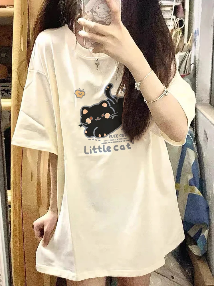 반팔 티셔츠 여성 레트로 한국 미적 캐주얼 루즈핏 편안한 그래픽 통기성 데일리 streetwear 패션