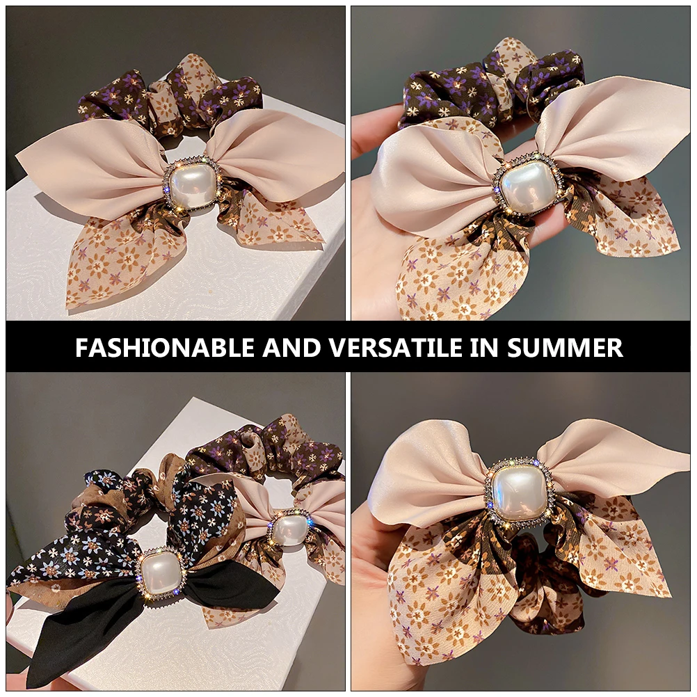 

Pearl Hair Tie Wide Range of Applications Accessory Decorative Ponytail Holders Accessories Soft Lightweight Rhinestones Girls