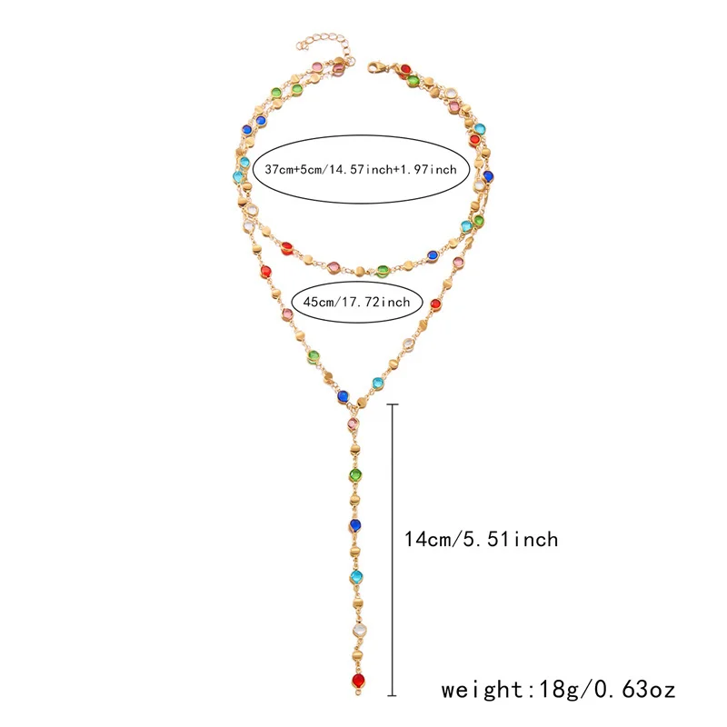 Böhmische bunte Kristall-Zirkon-Halskette für Frauen, glänzende Strass-Y-förmige lange Quasten-Halskette, trendige Y2K-Schmuckgeschenke – Detail 5