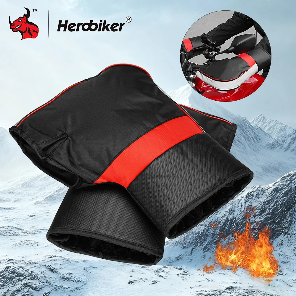 

Motorcycle Handlebar Cover Windproof Warm Riding Handlebar Cover For Autumn And Winter Electric Bike Reflective Handlebar Cover