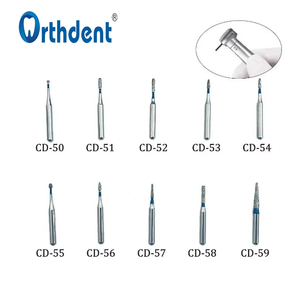 10Pcs Dental  Diamond Burs Strawberries High Speed Drill Bits Dentistry Cutters Medium Emery Dentist Lab Tools Random Mix