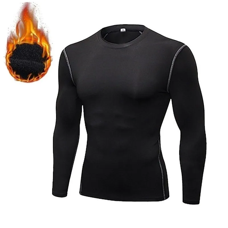 Ropa interior térmica para hombre, forro polar fino, elástico, compresión, Fitness, Invierno