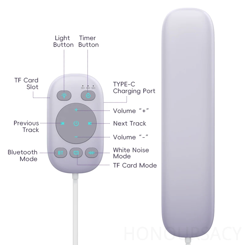 

Беспроводная колонка для сна с костной проводимостью под подушку, Bluetooth 5.4, генератор белого шума, с пультом ДУ, MP3-плеер, таймер отключения