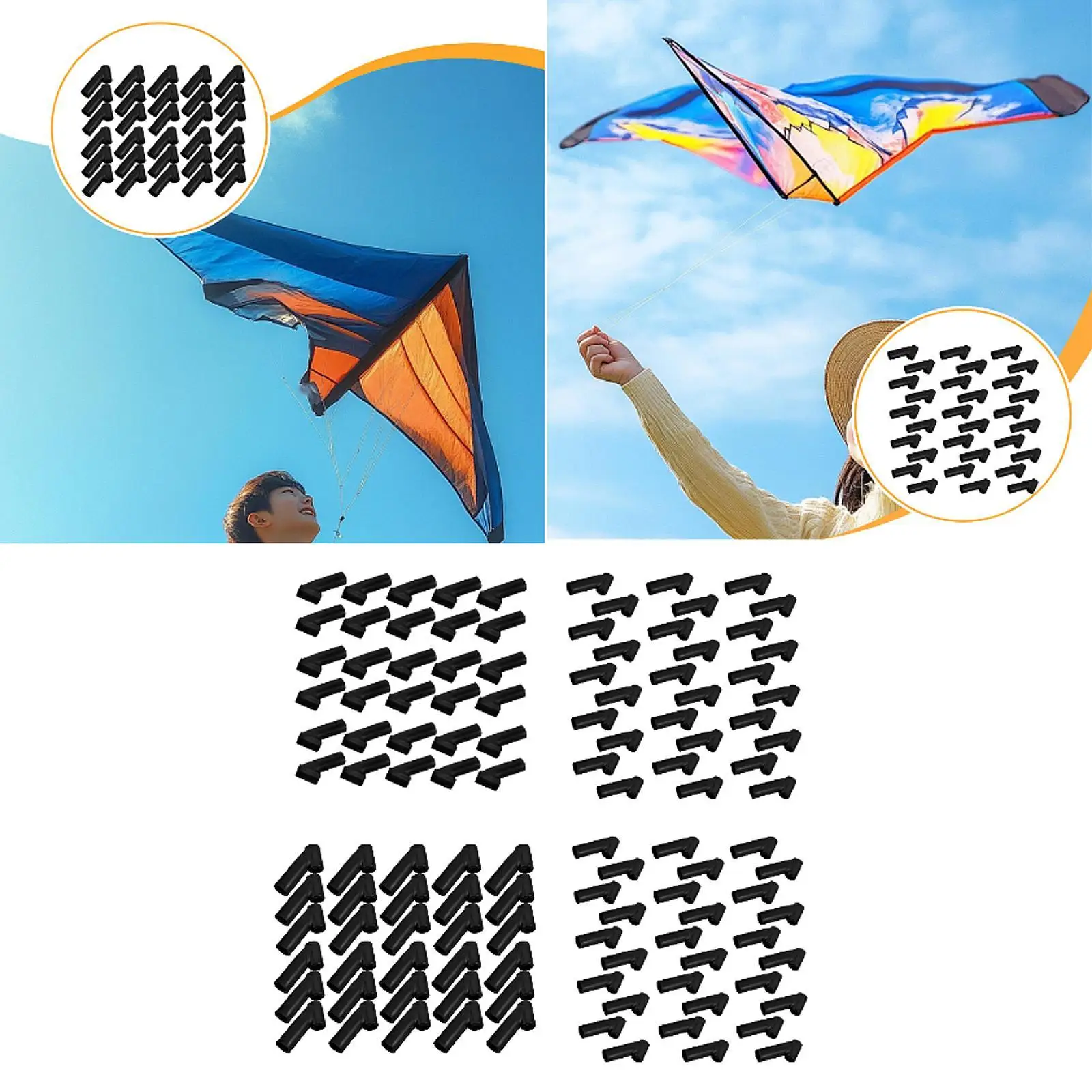 30Pcs Kite Frame Connectors Convenient High Compatibility Sturdy Replace Reliable Easy to Use Kite Making Repair Supplies Parts