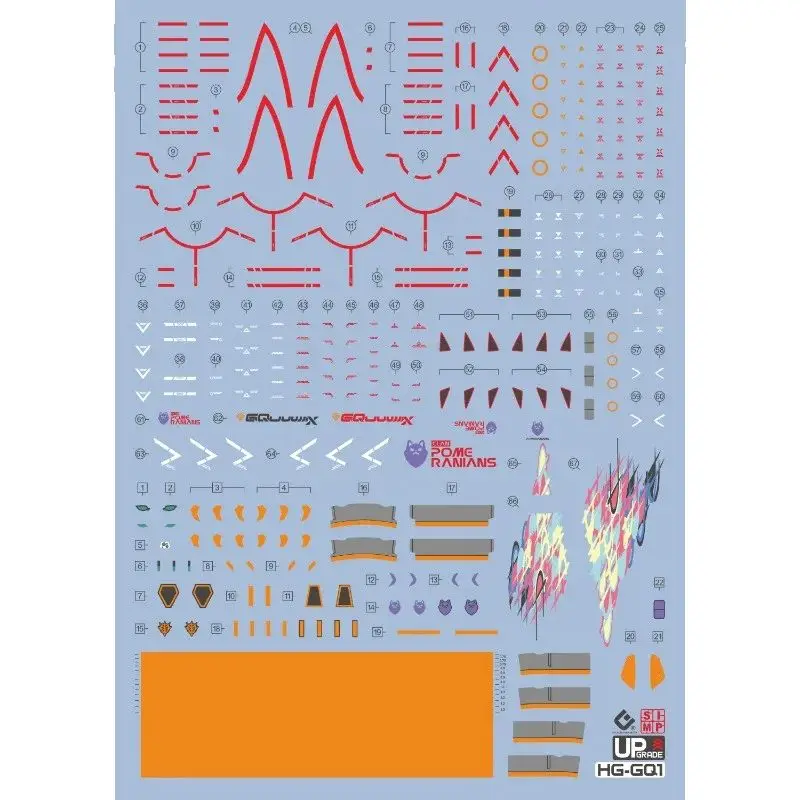 

HG-GQ1 Decal Sticker Set HG 1/144 Fluorescent Water Slide for Gundam Military Model Making Tools Hobby DIY Model Custom Parts