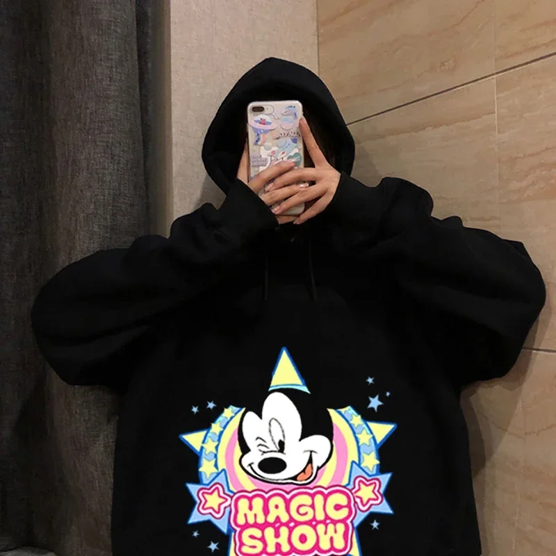 Frauen felpe con cappuccio da donna felpe con cappuccio topolino uomo Cartoon top Langarm Taschen felpe Mode Mit Kapuze Frauen