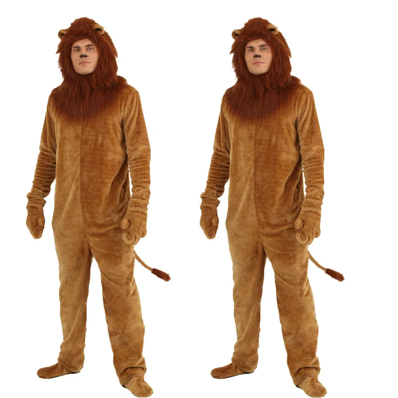 Lion King Costume For Kids Adult Animal Carnival Halloween Party Furry Cosplay Costume Baby Child Fancy Movie Role Play Jumpsuit