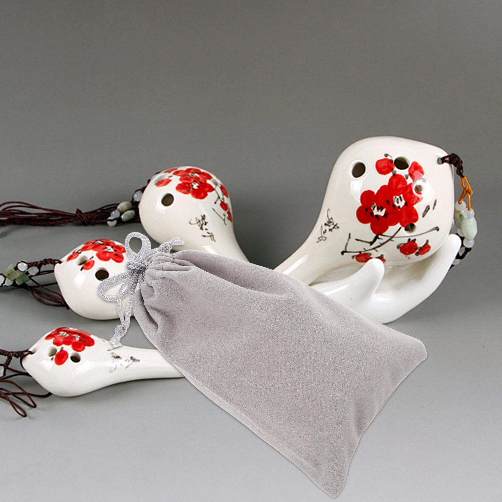 

1Pcs 6 Hole Ocarina Bag Flannel Drawstring Pouch Travel Jewelry Organizer Portable Storage