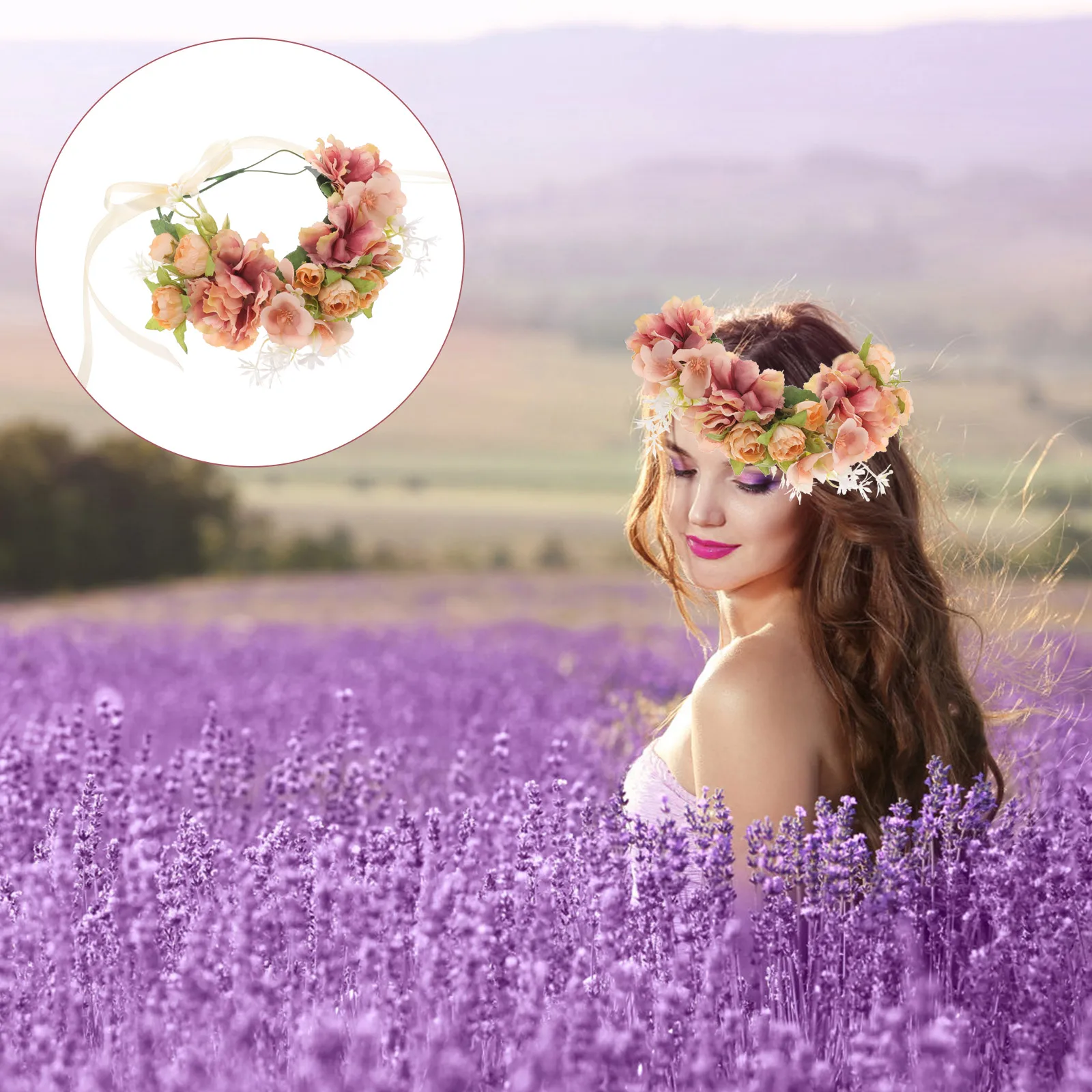 

1pcs Big Flower Bohemian Artificial Bridal Flower Headband Floral Headband Wedding Bridal Hair Accessories Women Party Cosplay
