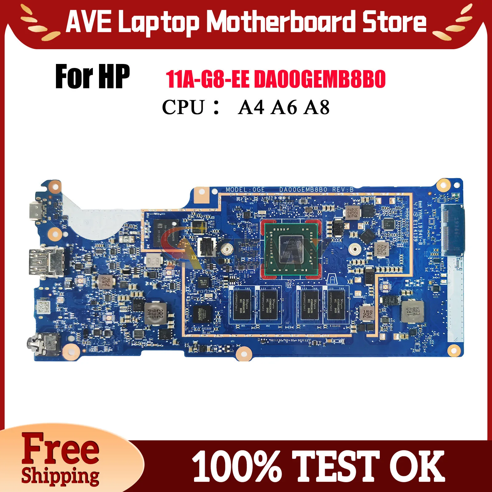 

DA00GEMB8B0 Материнская плата для ноутбука HP Chromebook 11A G8 EE с процессором A4 A6 100% полностью протестирована