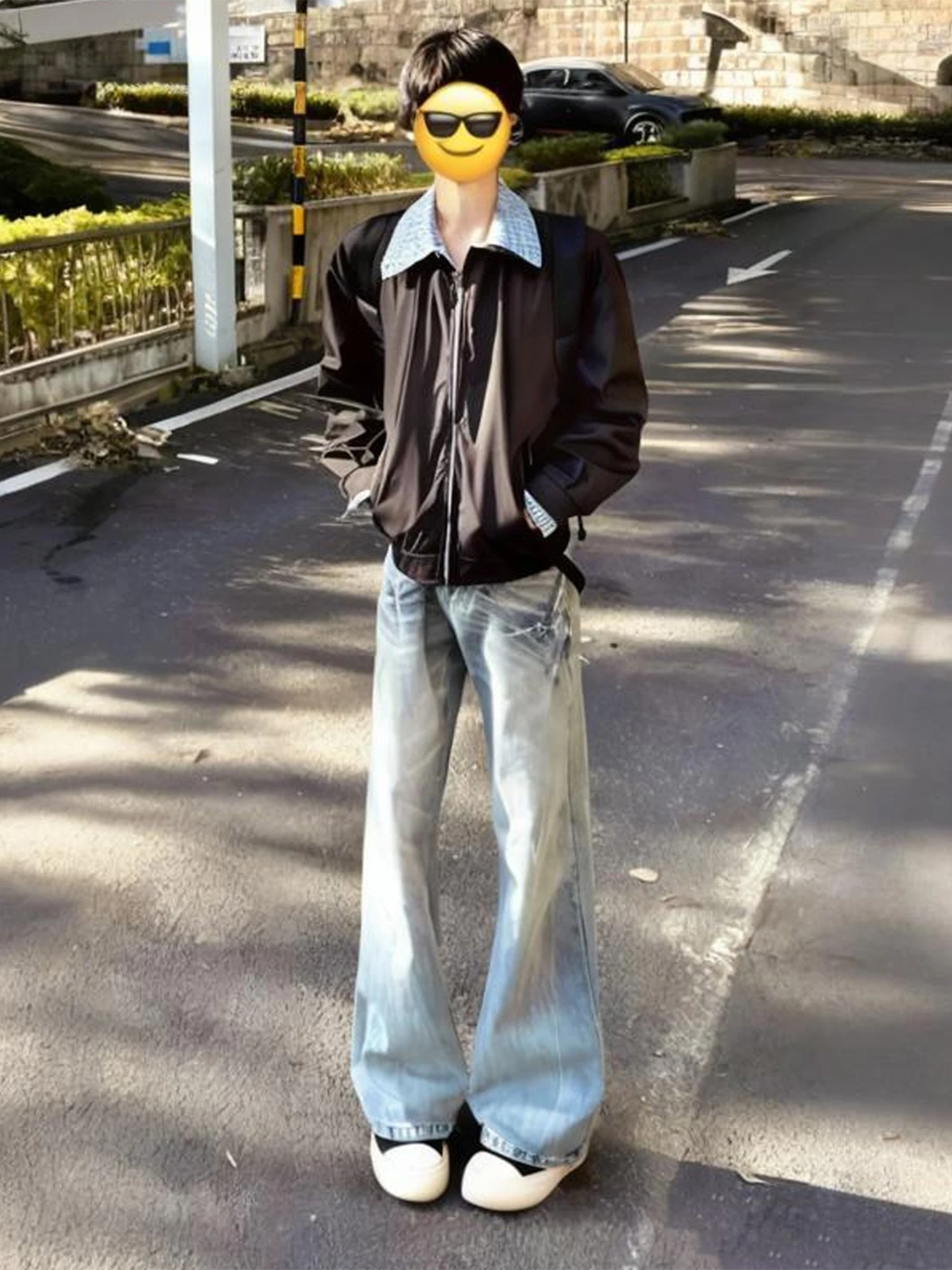 Jeans American Sle de Pierna Recta para Hombre, Cintura Alta, Estilo Cleanfit, Casual, Juvenil, de Mezclilla de Poliéster, para Otoño