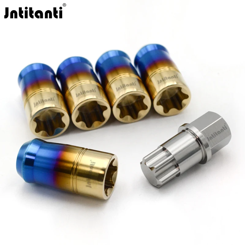 Jntitanti Gr5 Titanium Wheel Rim Lug Nut Screw Close End M12/M14x1.25/1.5x45mm Torx with a Key High Quality