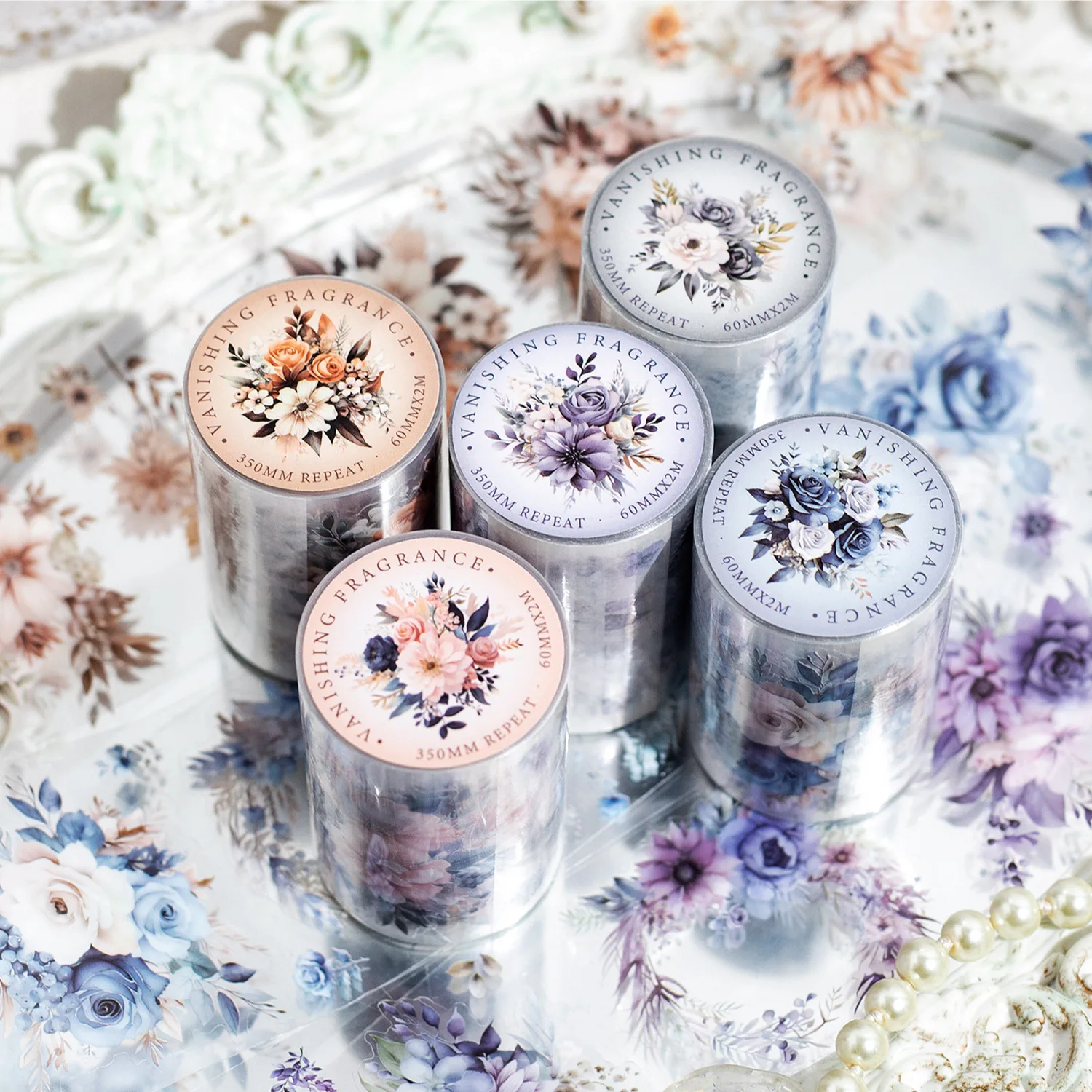 

60mm*200cm The Fragrance Is Flowing Series Vintage Flower Landscaping PET Tape Creative DIY Journal Material Collage Stationery