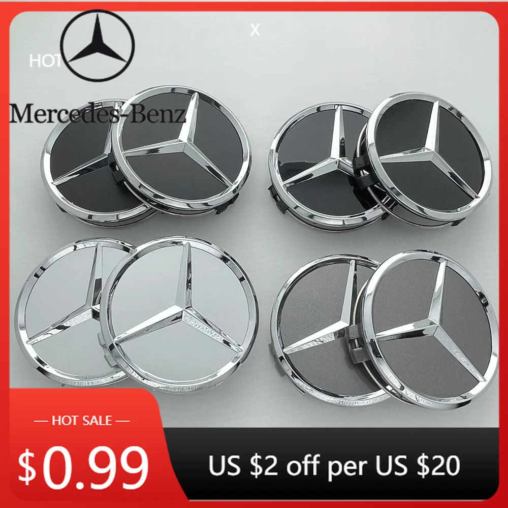 

Car Sticker 4Pcs 75mm Car Wheel Center Logo Hub Cap For Mercedes Benz W204 C218 A207 C117 CLA CLS E Class W212 S212 X166 W176 W2