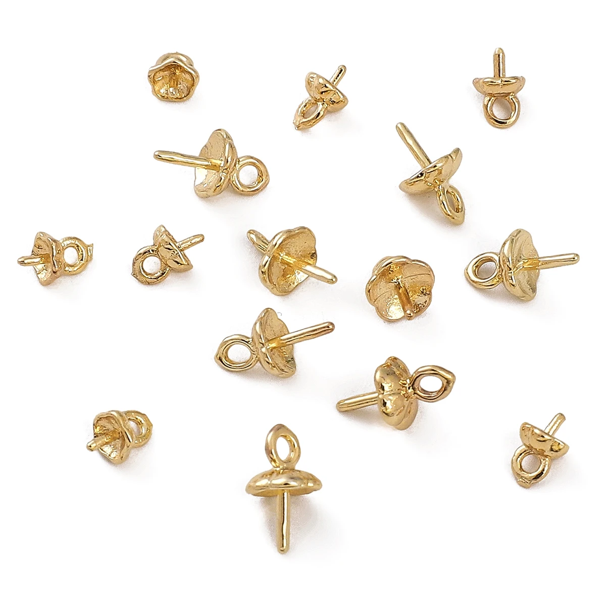 2/10pcs 14K Gold Plated Copper Charms Screw Eye Bails Beads Hanging End Caps Clasps Pins Connectors For DIY Jewelry Making