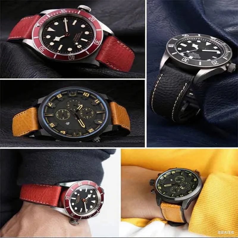 

19 20|22mm For Omega Strap Hamilton Tudor Breiting Rubber Bottom Waterproof Bracelet men ltalian Leather silicone Watch strap