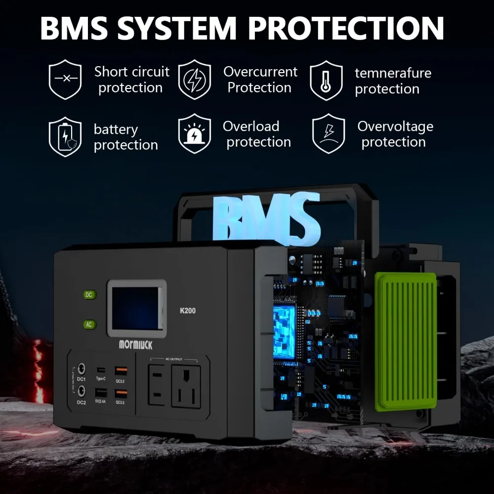 محطة طاقة محمولة 200 وات مع مخرج تيار متردد 110 فولت، بطارية احتياطية 32000 مللي أمبير في الساعة للاستخدام في حالات الطوارئ في المنزل وفي الهواء الطلق #6