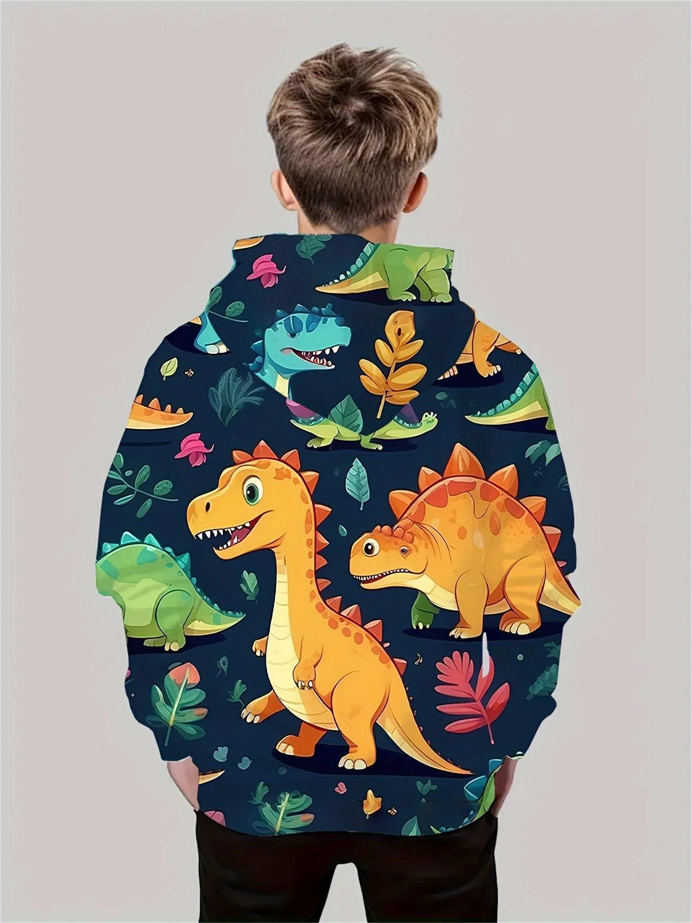 Kinder Kleidung Jungen Hoodies Langarm 3D Dinosaurier drucken Kinder Frühling Herbst Kleidung lässig stilvolle Outdoor-Jungen Kleidung Tops – Detail 6