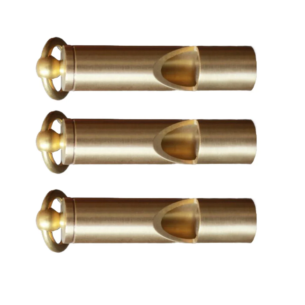 3Pcs Pure Brass Survival Whistles Copper Vintage Keychain Pendant Loud Outdoor Whistles for Hiking Camping Sports Pet Training