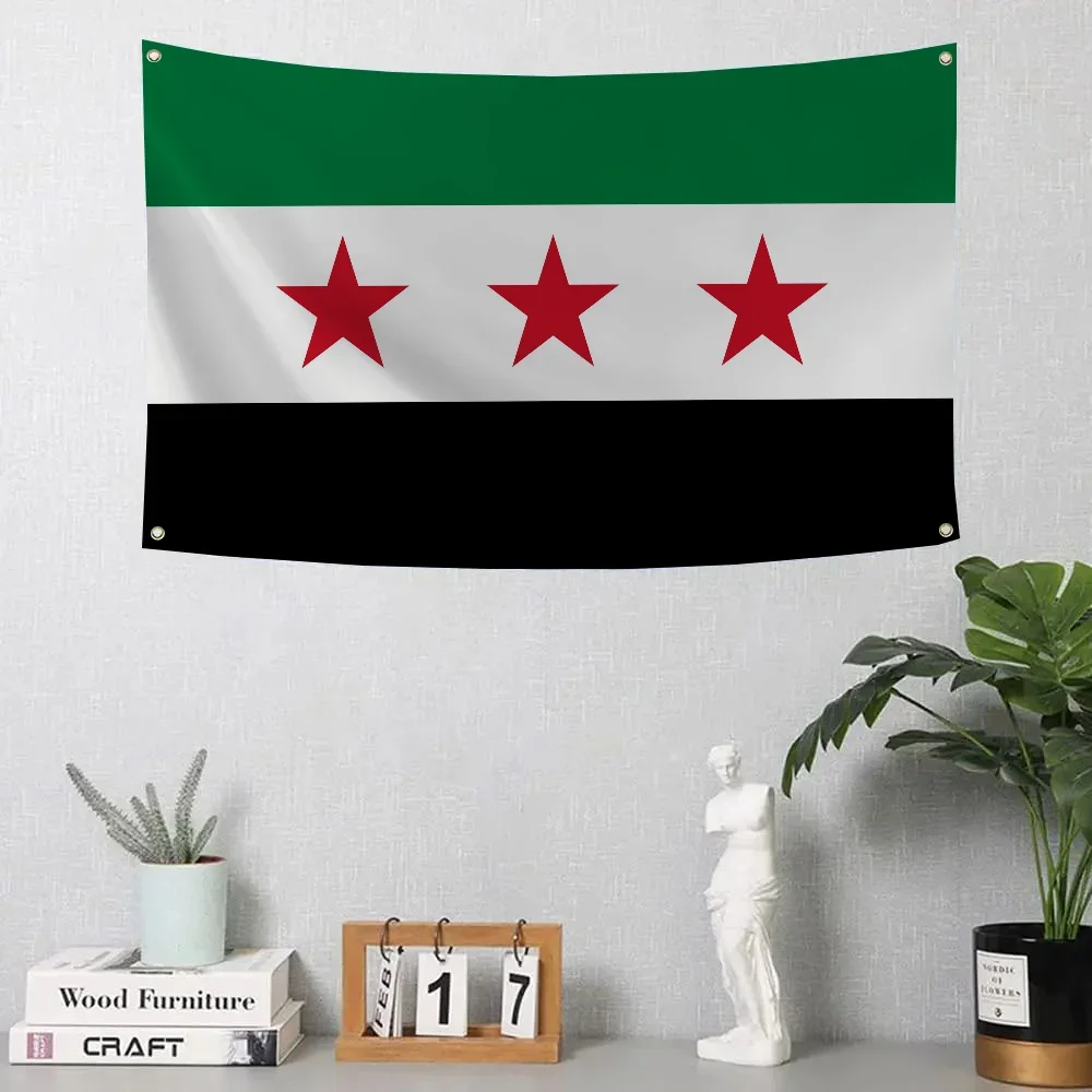 1pc Syria The Syrian Arab Republic Three Star Flag Flags And Banners Four Hole Polyester Outdoor Decor Room Aesthetic