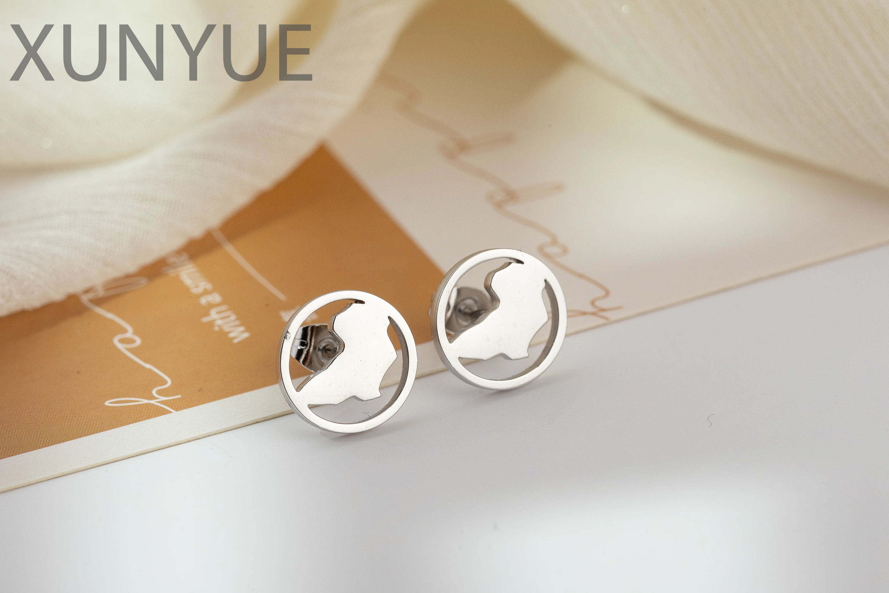 XUNYUE Stainless Steel African Outline Map Hollow Earrings