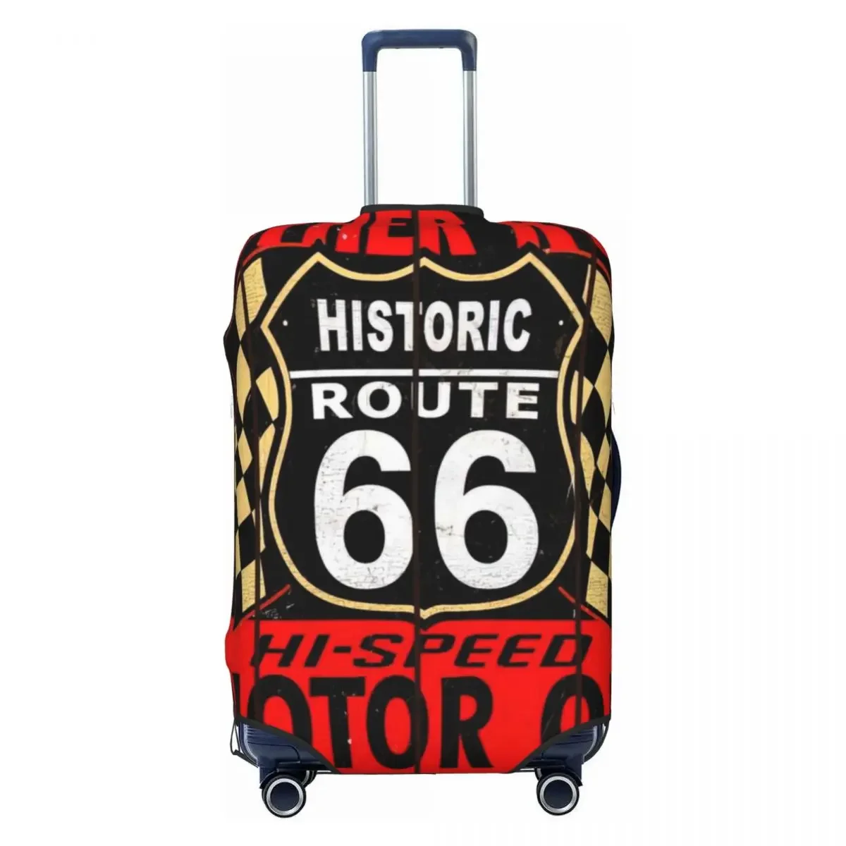 Vintage Style Sign Mother Road Route 66 Oil Garage Luggage Protective Dust Covers Elastic Waterproof 18-32inch Suitcase Cover