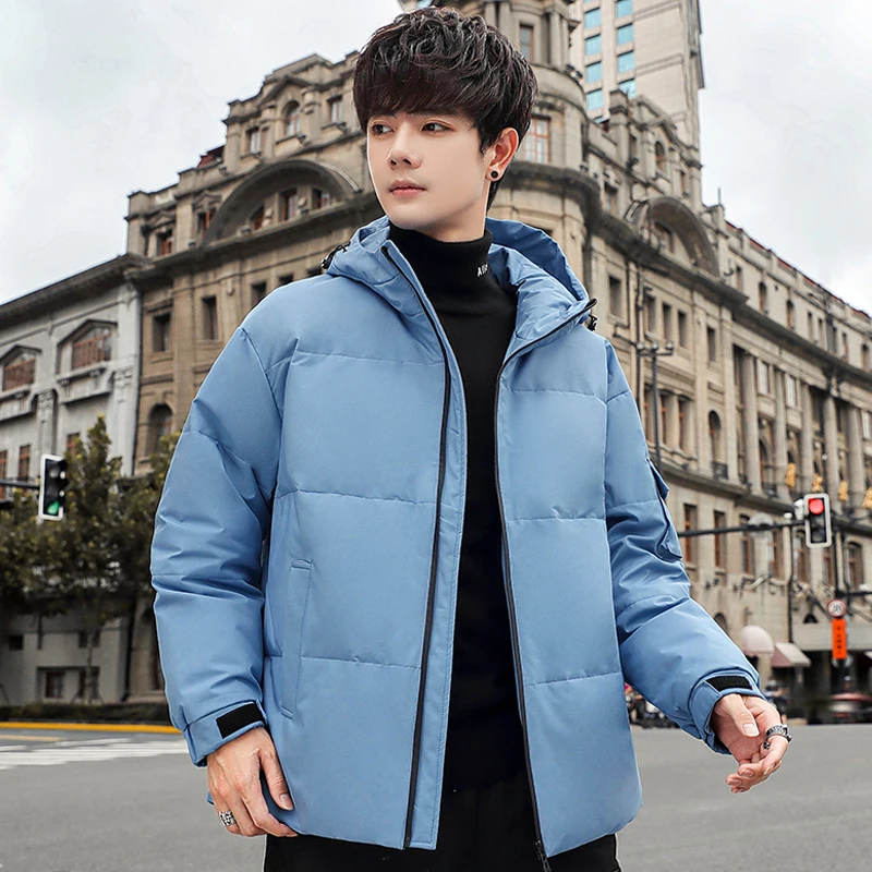 

Youth Men's down Jaet Winter Hooded Casual Thi Warm 2025 New Sle Casual Student down Coat Polyester Fiber White Goose down