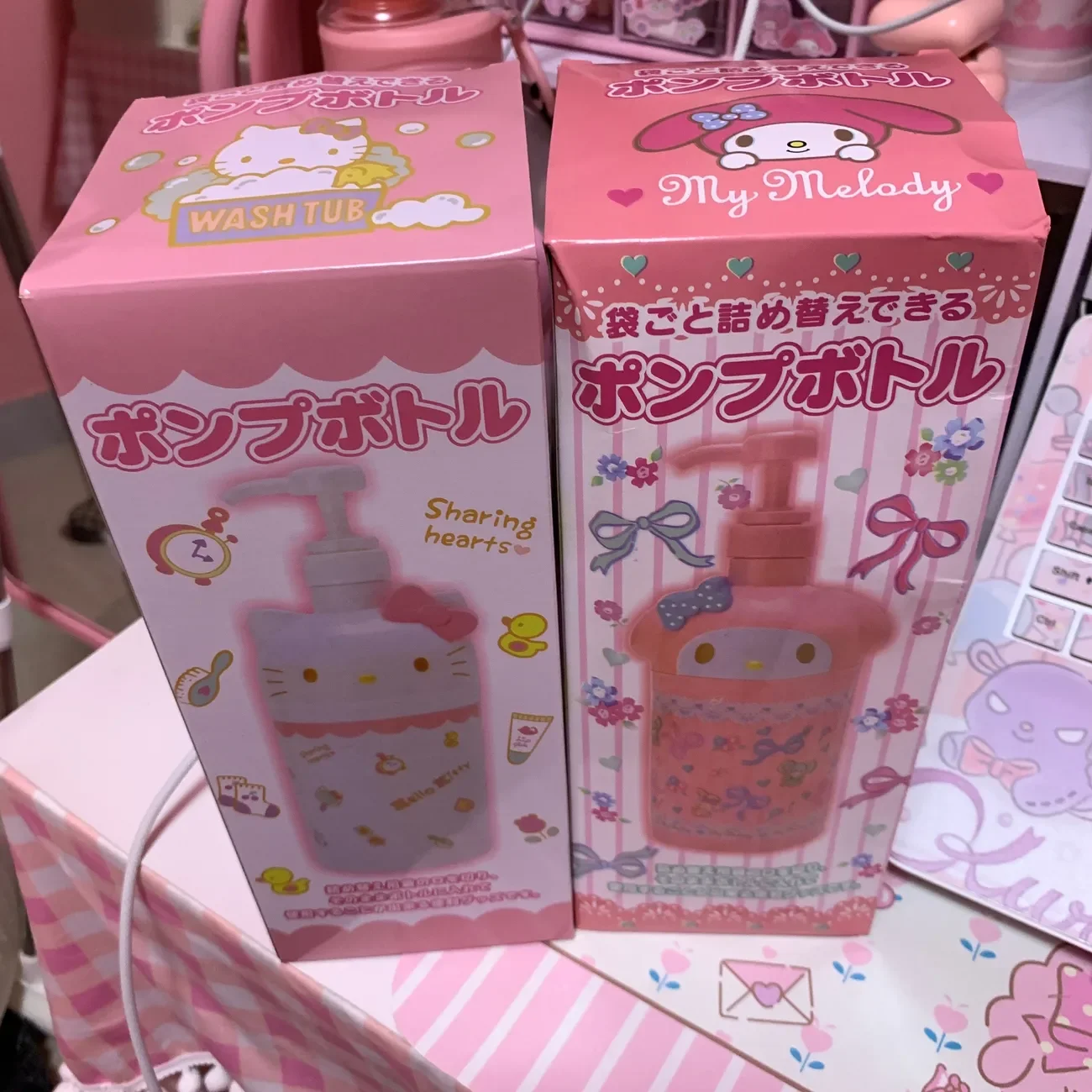 Dispensador de botellas de jabón Anime Melody Sanrio, botella de distribución de líquidos de alta capacidad Kawaii Hello Kitty, suministros de baño 1000