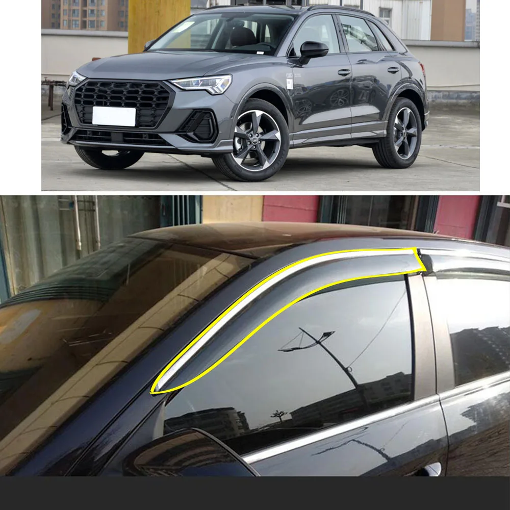 

Car Body Styling Sticker Plastic Window Glass Wind Visor Rain/Sun Guard Vent Parts For AUDI Q3 F3 2019 2020 2021 2022