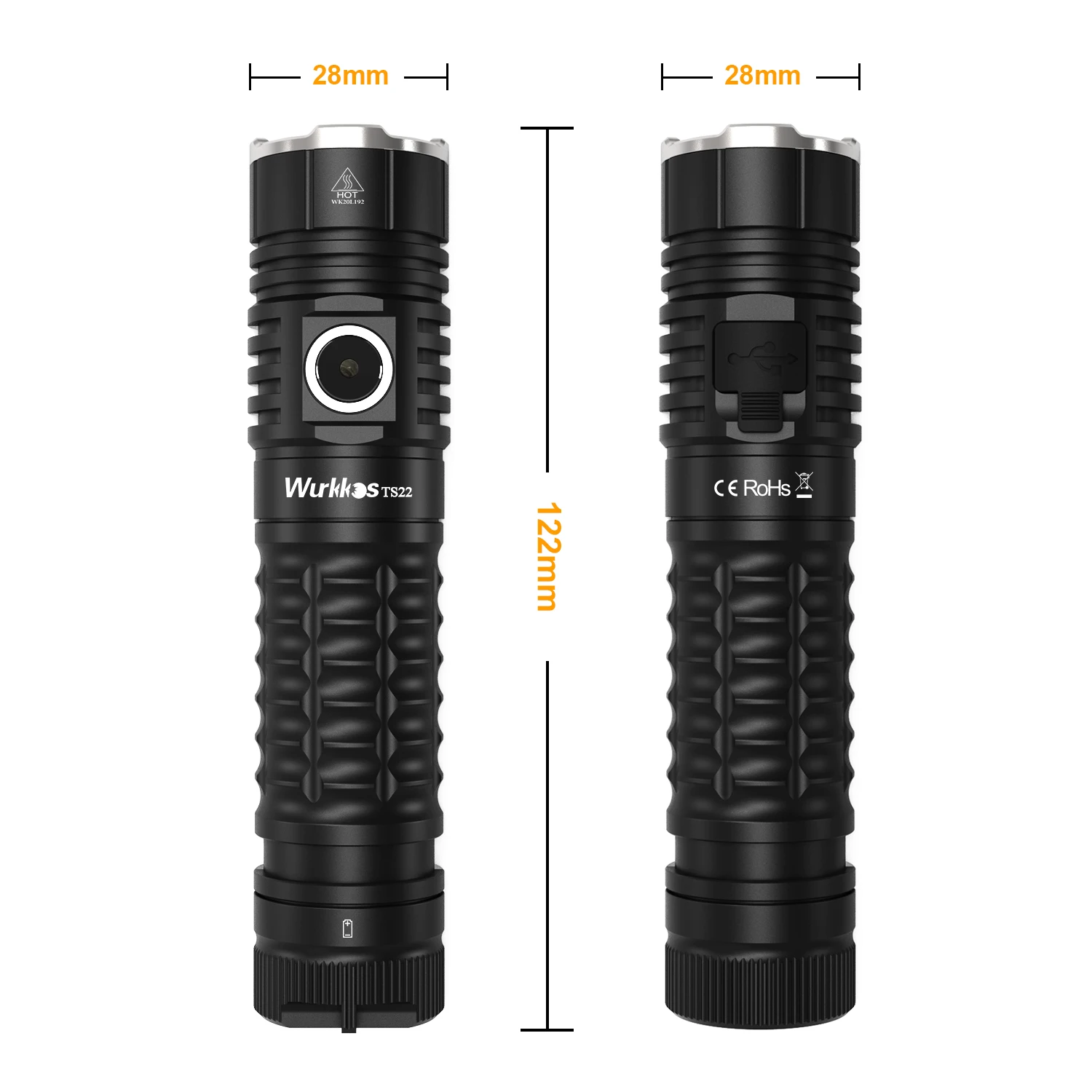 Wurkkos TS22 Rechargeable 21700 LED Flashlight XHP70.2 Powerful Max 4500LM IP68 with Magnet Tail & Reverse Charging for Hiking