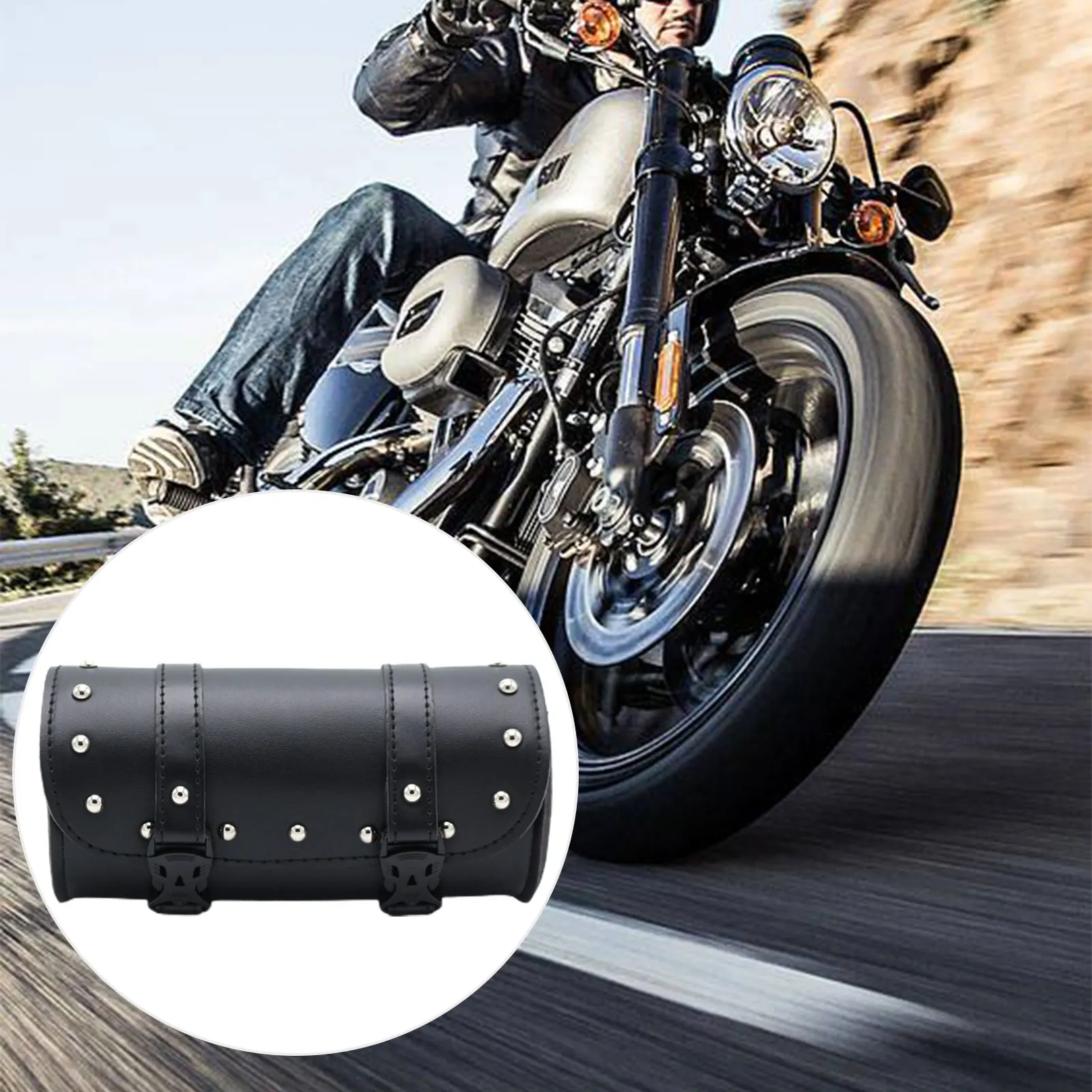 

Motorcycle Fork PU Leather Travel Pouch Waterproof Tool Bags Saddle Bag Vintage Tail Bag Luggage for Harley Bobber Suzuki Honda