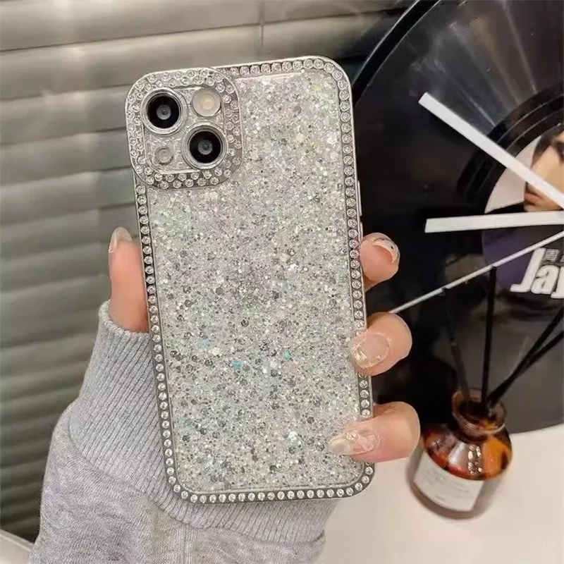 

Shockproof Bling case for 17 16 Promax 15 14 pro 13 12 pro max Cases full Diamond rhinestone Sparkling Powder hard phone cover