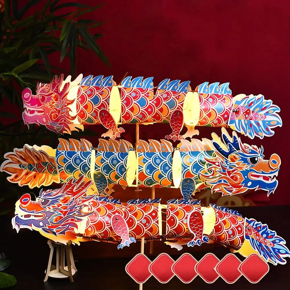 Chinese Dragon Dance Lantern Handmade Blessing Handheld Dragon Lantern Traditional LED Lantern Toys School Project