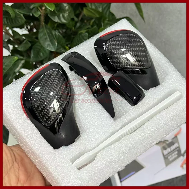 مناسبة لغطاء جانبي بمقبض ناقل الحركة من ألياف الكربون لسيارة Volkswagen Golf 6 7 R #3