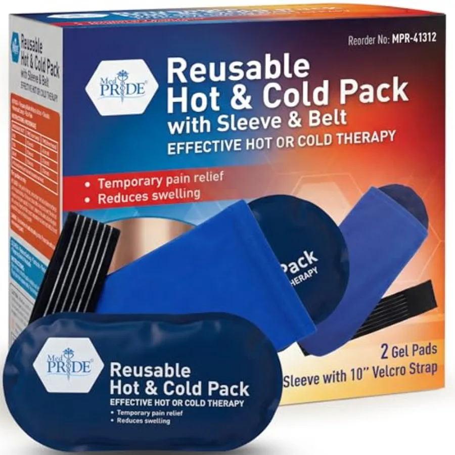 

MED PRIDE Reusable Hot Gel Pack and Cold Therapy Belt with Sleeve [2 Pack], Microwavable Hot Gel Bag for Pain Relief, Injuries,