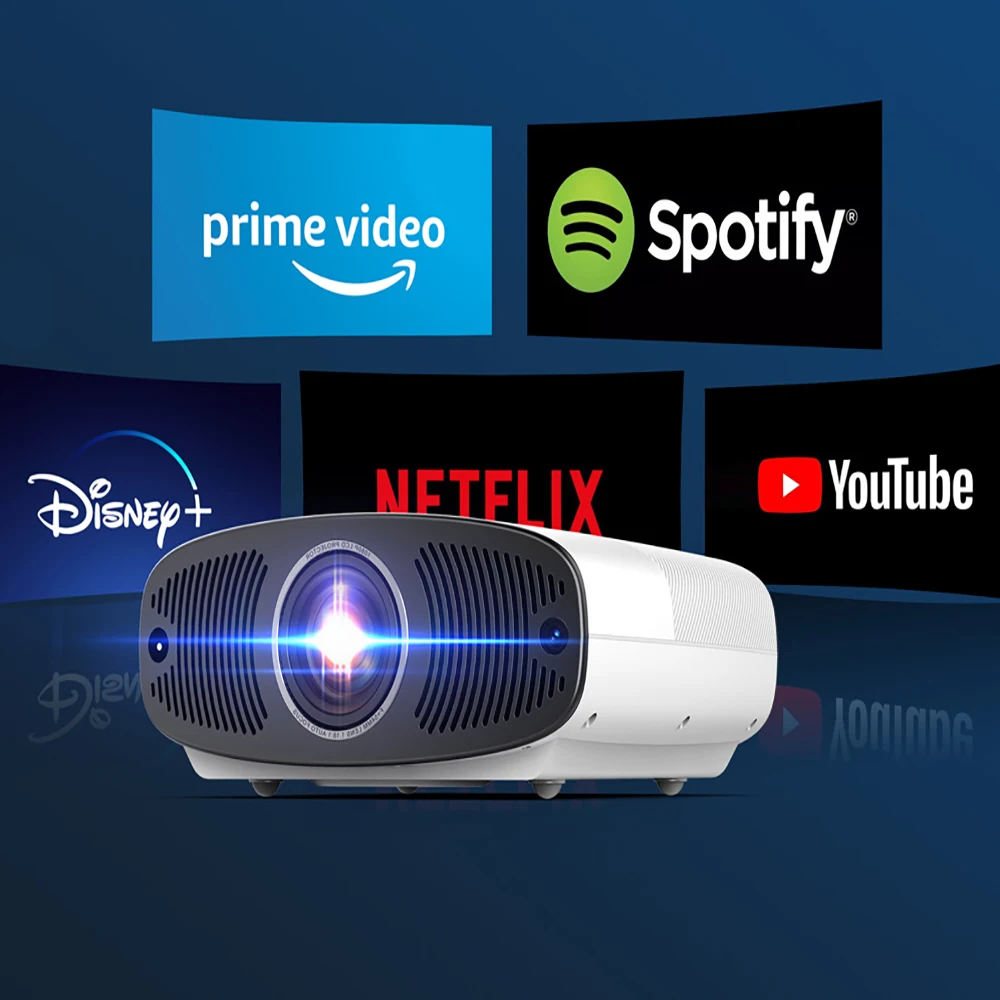 

Yinzam GTV Smart Projector 1300 ANSI 1920x1080P Full Auto Obstacle Avoidance Home Theater Portable Projector WiFi Dual Speakers