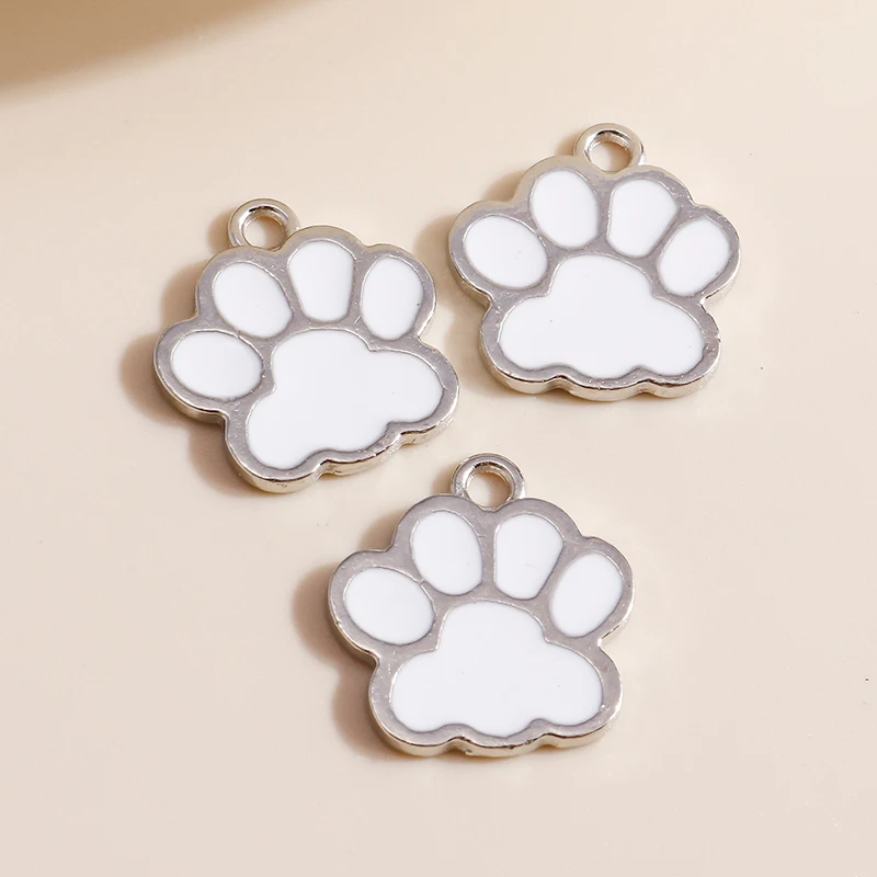 Leslie 10 Stück/Set Emaille Niedliche Katzen- und Hundepfoten-Hundeknochen-Anhänger für Ohrringe, Armbänder, Halsketten, Anhänger, DIY-Schmuckherstellungszubehör – Detail 10